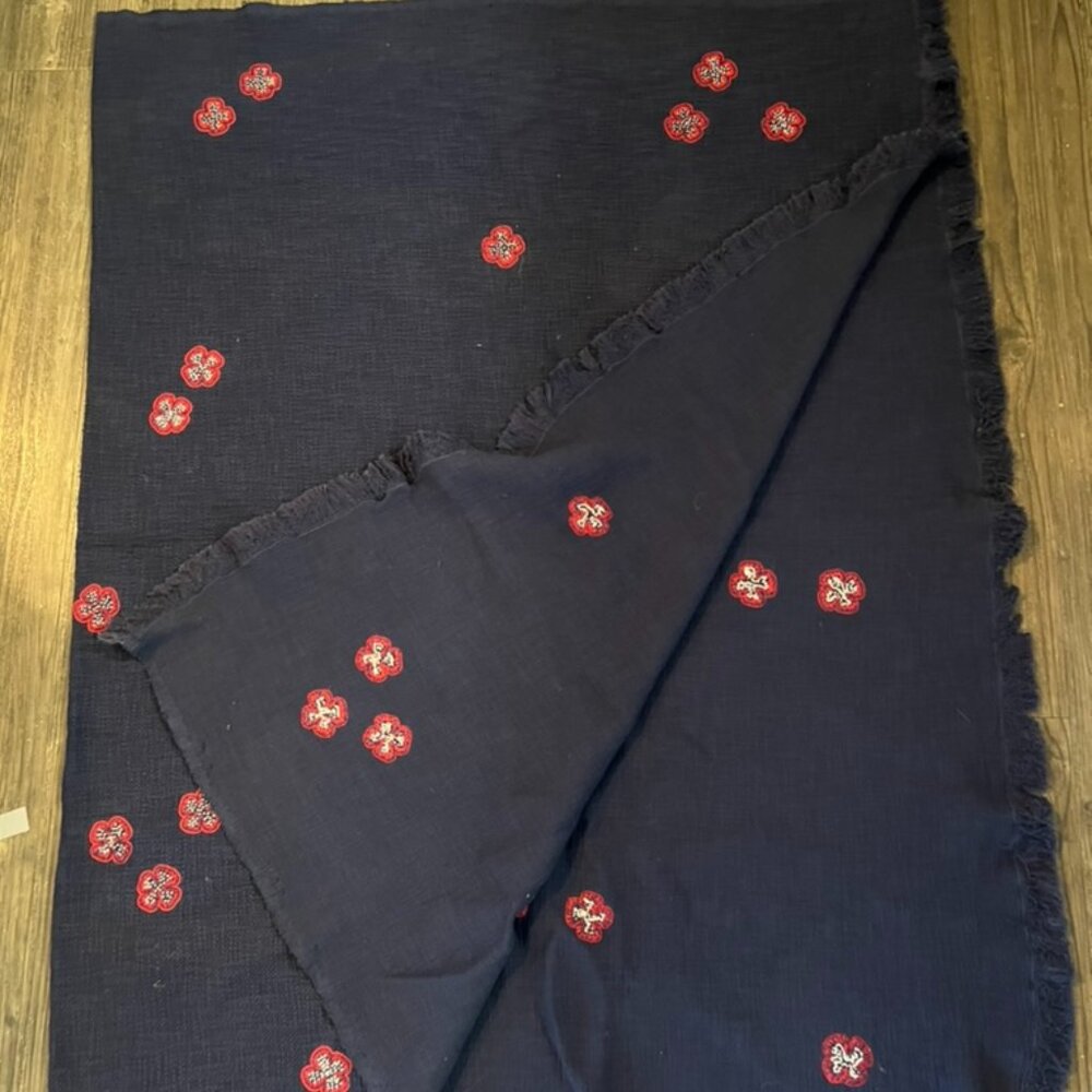 Jupe by Jackie Hand Embroidered Khadi Cotton Lalique  Floral Throw